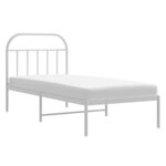 vidaXL Cadre de lit métal avec tête de lit blanc 90x200 cm