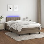 vidaXL Sommier tapissier avec matelas et LED Taupe 120x200 cm Tissu