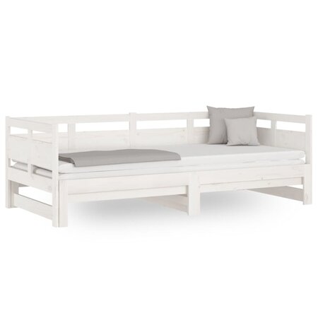 vidaXL Lit coulissant Blanc Bois de pin solide 2x(80x200) cm