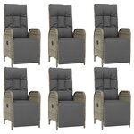 vidaXL Mobilier à dîner de jardin et coussins 7 Pièces gris rotin