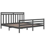 vidaXL Cadre de lit Gris Bois massif 180x200 cm Super King