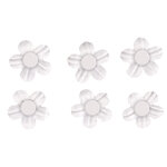 Sticker déco:Fleurs papier av.demi - perle  blanc  av.dot adhésif  20 pces