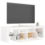 vidaXL Meuble TV avec lumières LED Blanc brillant 140x36 5x40 cm