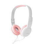 Casque Filaire | Câble Rond de 1,20 m | Supra-auriculaire | Rose/Blanc
