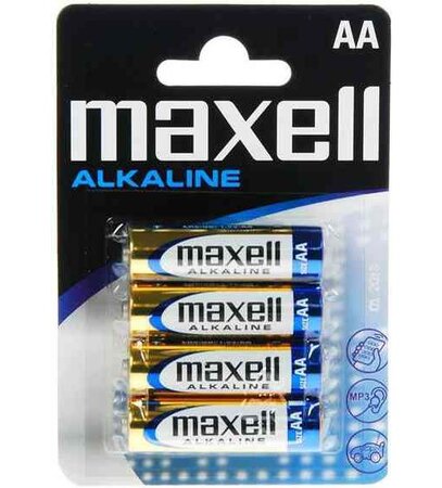 Blister de 4 piles alcaline aa mignon lr6 1 5 v maxell