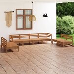 vidaXL Salon de jardin 8 Pièces Marron miel Bois de pin massif