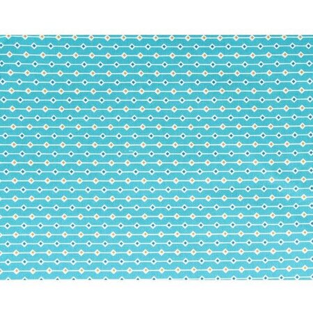 Coupon de tissu 55 x 45 cm - Bleu clair à losanges orange & bleu