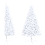 vidaXL Demi-arbre de Noël artificiel pré-éclairé et boules blanc 120cm