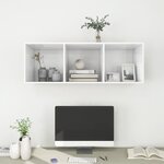 vidaXL Meuble TV mural Blanc brillant 37x37x107 cm Aggloméré