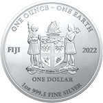 EARTH Colorized 1 onces argent monnaie 1 Dollars Fiji 2022