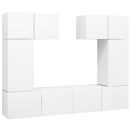 vidaXL Ensemble de meuble TV 6 Pièces Blanc Aggloméré