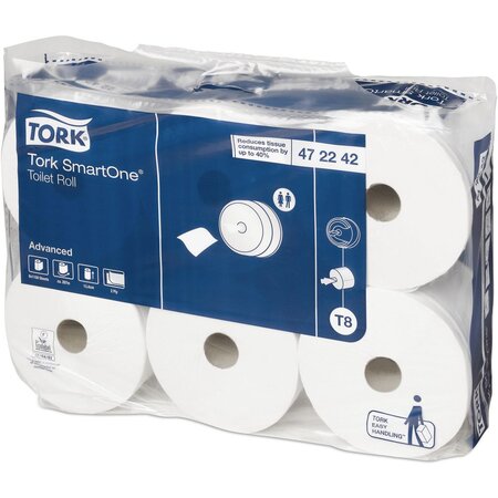 Papier toilette SmartOneT8 Jumbo, double épaisseur, gaufré, bobine de 1 150 feuilles, 134 mm, Blanc (paquet 6 x 207 mètres)