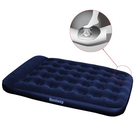 Bestway Lit gonflable floqué avec pompe à pied intégrée 191x137x28 cm