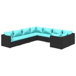 vidaXL Salon de jardin 8 Pièces avec coussins Résine tressée Noir