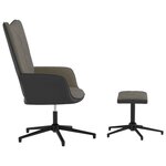 vidaXL Chaise de relaxation avec repose-pied Gris foncé Velours et PVC