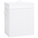 vidaXL Panier à linge avec une seule section bambou blanc 83 L