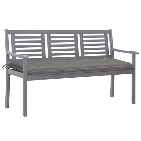 vidaXL Banc de jardin 3 places avec coussin 150 cm Gris Eucalyptus
