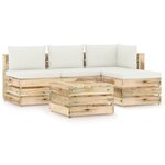 vidaXL Salon de jardin 5 Pièces avec coussins vert bois imprégné