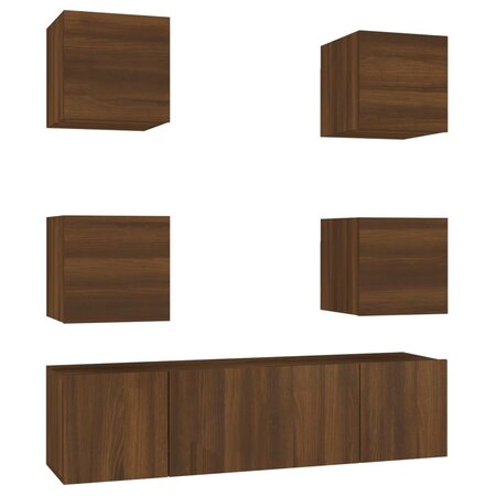 vidaXL Ensemble de meubles TV 6 Pièces Chêne marron Bois d'ingénierie