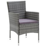 vidaXL Meubles à dîner de jardin et coussins 9 Pièces Poly rotin Gris