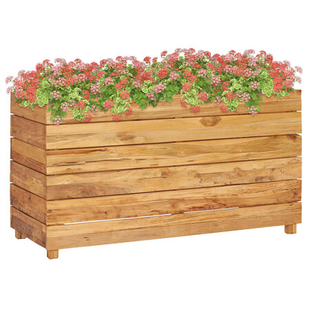 vidaXL Lit surélevé 100x40x55 cm Bois massif de teck et acier