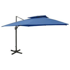 vidaXL Parasol déporté à double toit 300x300 cm Bleu azuré