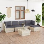vidaXL Salon de jardin palette 6 Pièces avec coussins Épicéa imprégné