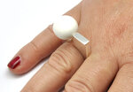 Bague céramique asymétrique Blanc