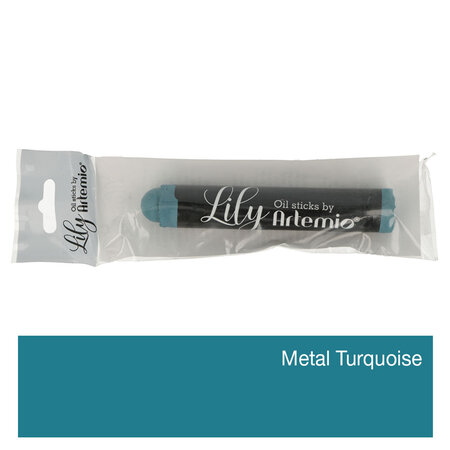 Stick Lily Metal Turquoise - Peinture À L'Huile - 10X1 7 Cm