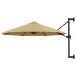 vidaXL Parasol mural avec mât métallique 300 cm Taupe