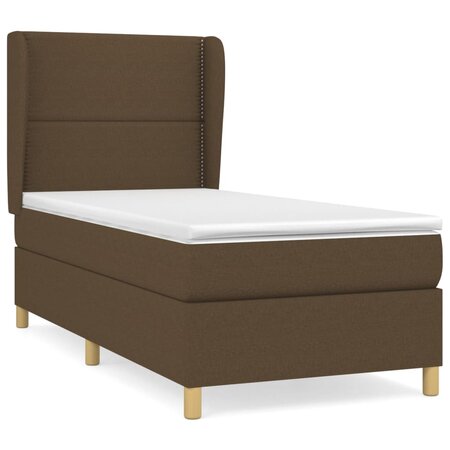 vidaXL Lit à sommier tapissier avec matelas Marron foncé 100x200 cm