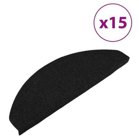 vidaXL Tapis d'escalier autocollants 15 Pièces 65x22 5x3 5 cm Noir