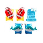 2 x brassards gonflables de natation enfants 3-6 ans  flotteurs piscine & plage - pack duo dauphin rugby