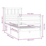 vidaXL Cadre de lit Gris Bois massif 100x200 cm
