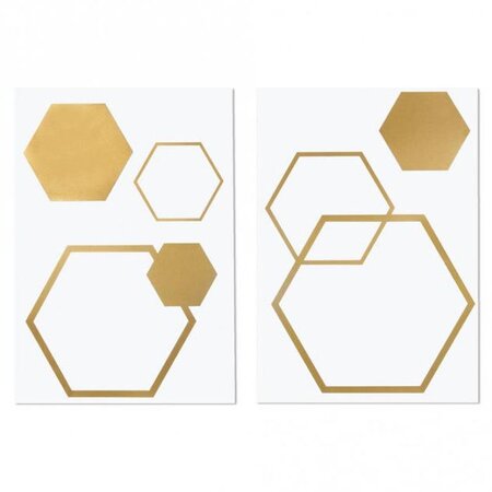 Transfert 6 hexagones dorés thermocollants à repasser