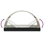 vidaXL Transat 2 places avec toit rond noir 211x112x140 cm