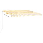 vidaXL Auvent automatique capteur de vent LED 4 5x3 5 m Jaune et blanc
