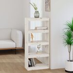 vidaXL Bibliothèque/Séparateur de pièce Blanc 60x30x135 5cm Pin solide