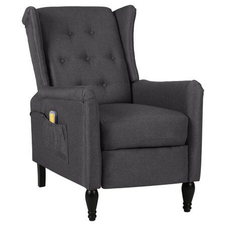 vidaXL Fauteuil de massage inclinable Gris foncé Tissu