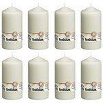 Bolsius Bougies pilier 8 Pièces 150x78 mm Ivoire
