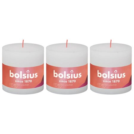 Bolsius Bougies pilier rustiques Shine 3 Pièces 100x100 mm Blanc nuageux