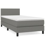 vidaXL Lit à sommier tapissier et matelas Gris foncé 90x190 cm Tissu