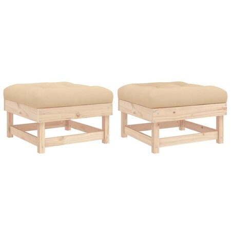 vidaXL Repose-pieds de jardin avec coussins 2 Pièces bois de pin massif