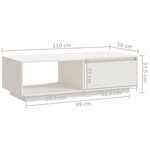 vidaXL Table basse Blanc 110x50x33 5 cm Bois de pin massif