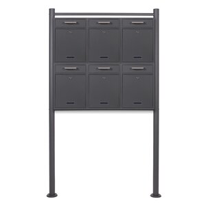 Bloc 6 boites aux lettres sur pied 2x3 v52 anthracite pied de support porte-nom