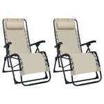 vidaXL Chaises pliables de terrasse 2 Pièces Crème Textilène