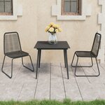 vidaXL Salon de jardin 3 Pièces Rotin PVC Noir