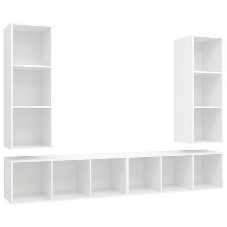 vidaXL Meubles TV muraux 4 Pièces Blanc Aggloméré