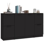 vidaXL Buffets 3 Pièces noir bois d'ingénierie