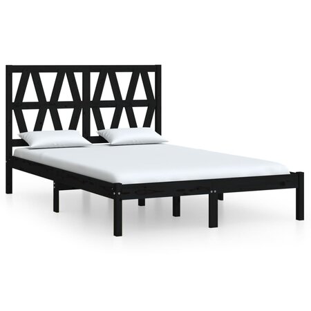vidaXL Cadre de lit Noir Bois de pin massif 160x200 cm